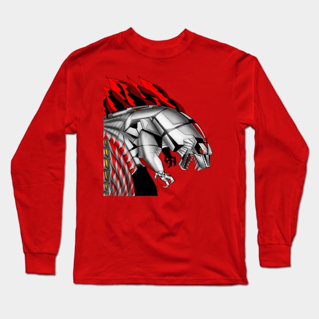 the onslaught of mechagodzilla techno kaiju Long Sleeve T-Shirt by jorge_lebeau